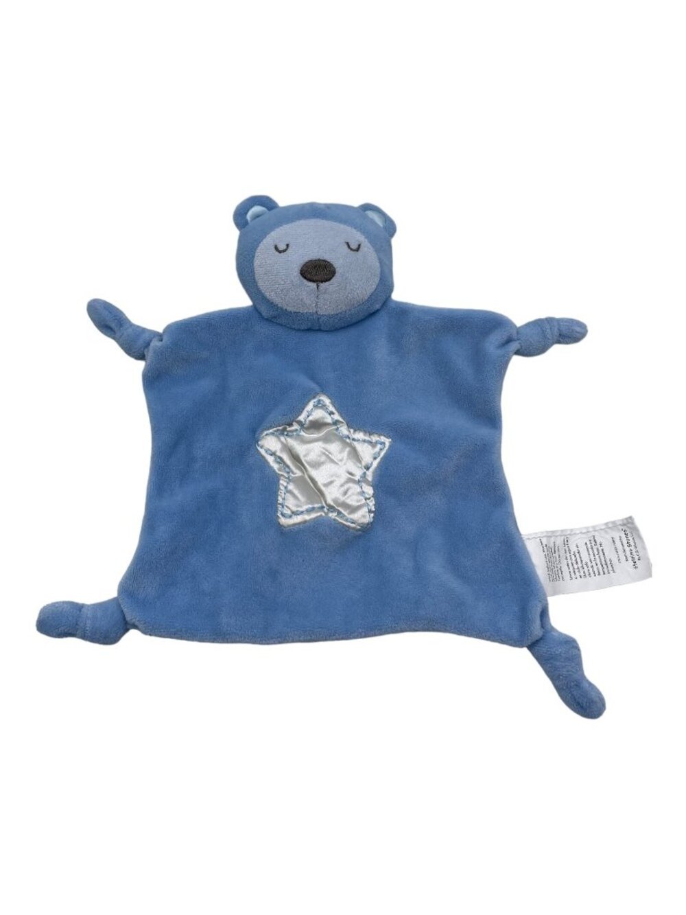 Stepping Stones Blue Bear Satin Star Lovey Knotted Corners Blanket Plush Toy